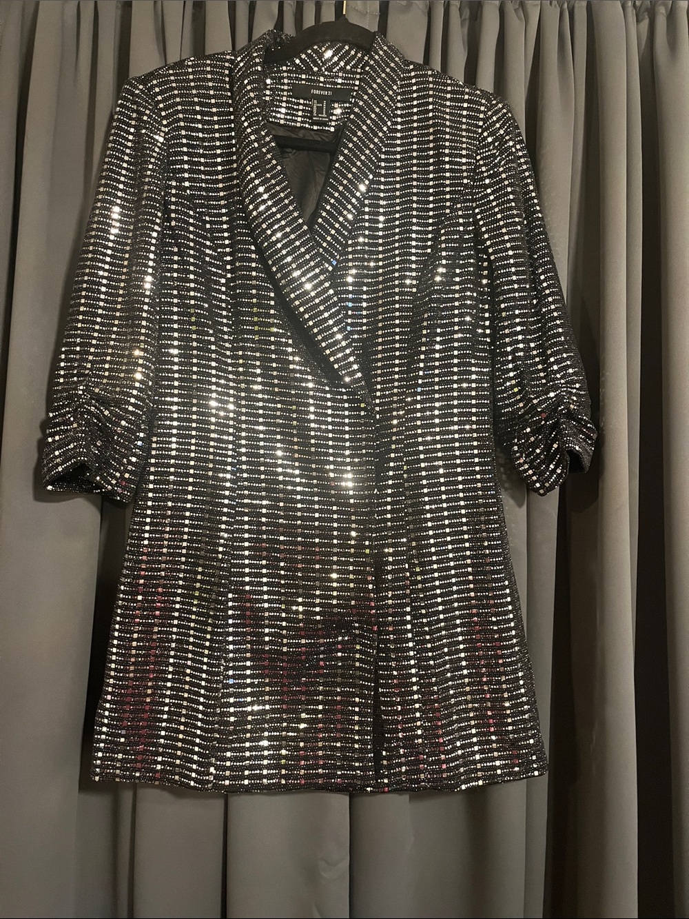 Forever 21 Black Blazer with Silver Sequin Stripes